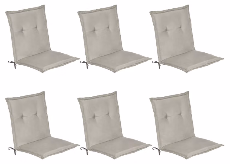Beautissu 6-delige set lage rugleuning kussens Loft NL, lichtgrijs, B/D/H: 100 x 50 x 6 cm