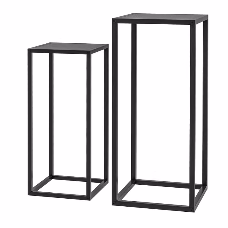 Outsunny Plantentafel 2-delige set zwart met stevig metalen frame en anti-slip ontwerp, Hoogte: 58,5 cm en 65 cm