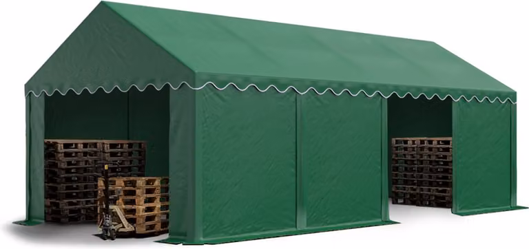 TOOLPORT Opslagtent 4x8 m met waterdicht donkergroen PVC zeil