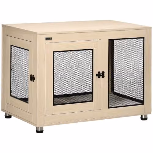 PawHut Hondenkooi Meubel met 2 deuren, Eik, B/D/H: 94 x 60 x 71,5 cm