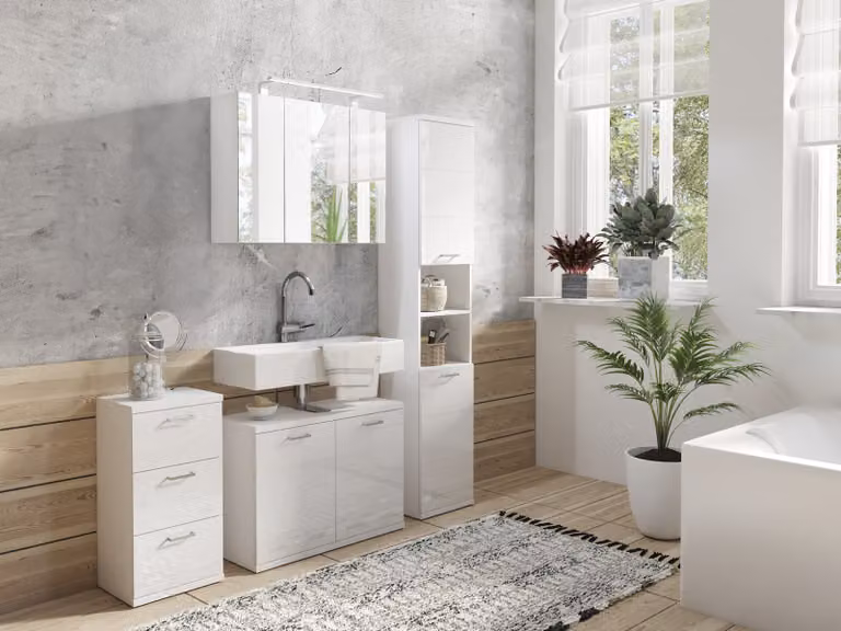 home24 Spiegelkast Baldringe met LED-verlichting wit 80 cm