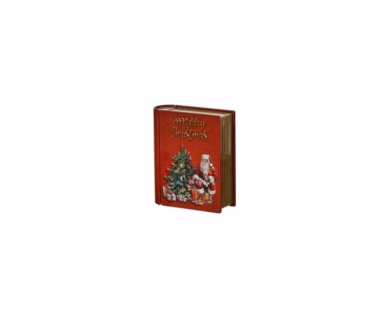 Kerst opbergblik met kerstman bij boom, multicolor en rood, B/D/H: 4 x 10 x 12 cm