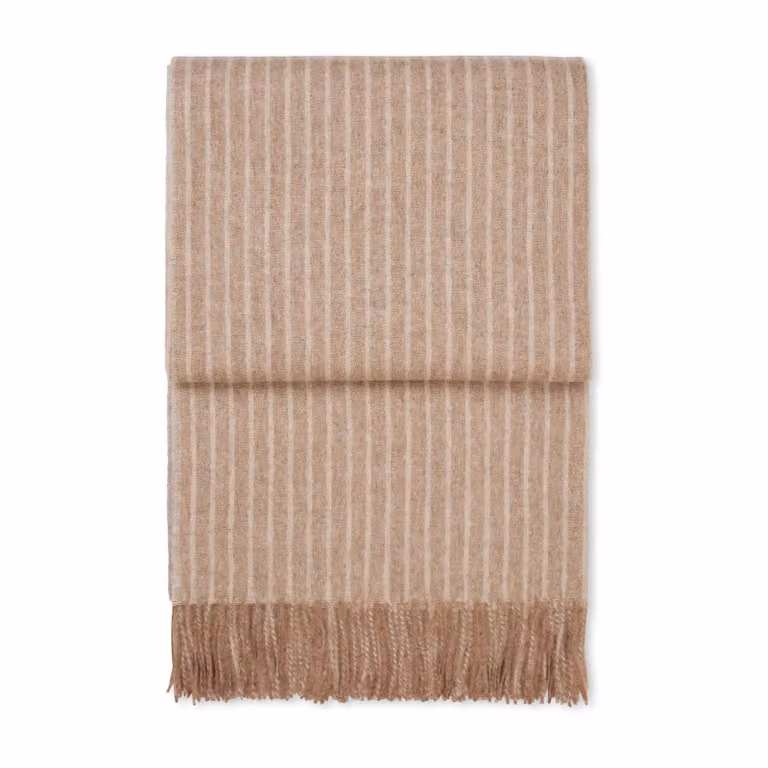 Elvang Denmark Stripes plaid voor volwassenen, Camel, 130 x 200 cm