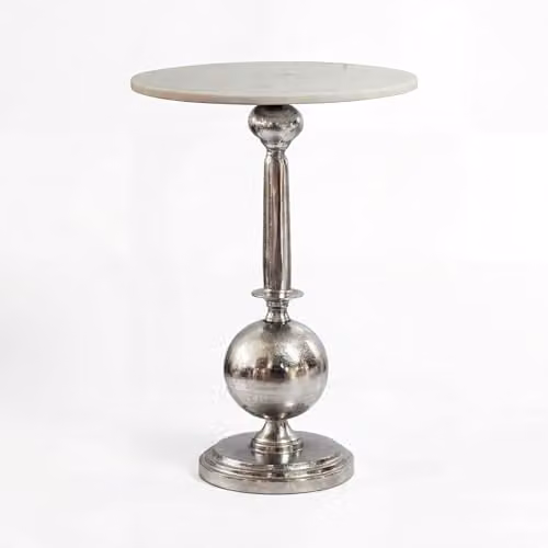 home24 Bijzettafel Gokurti Wit/Zilver B: 40 cm, D: 40 cm, H: 57 cm