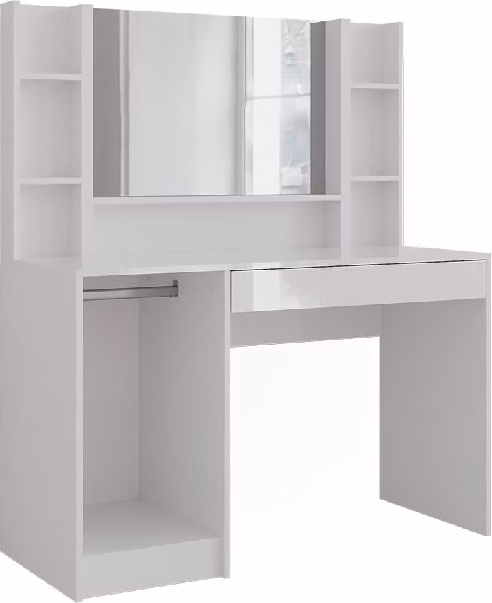Vicco Kaptafel Sherry Wit/Wit Hoogglans met spiegel Model 57594 Breedte: 119,8 cm