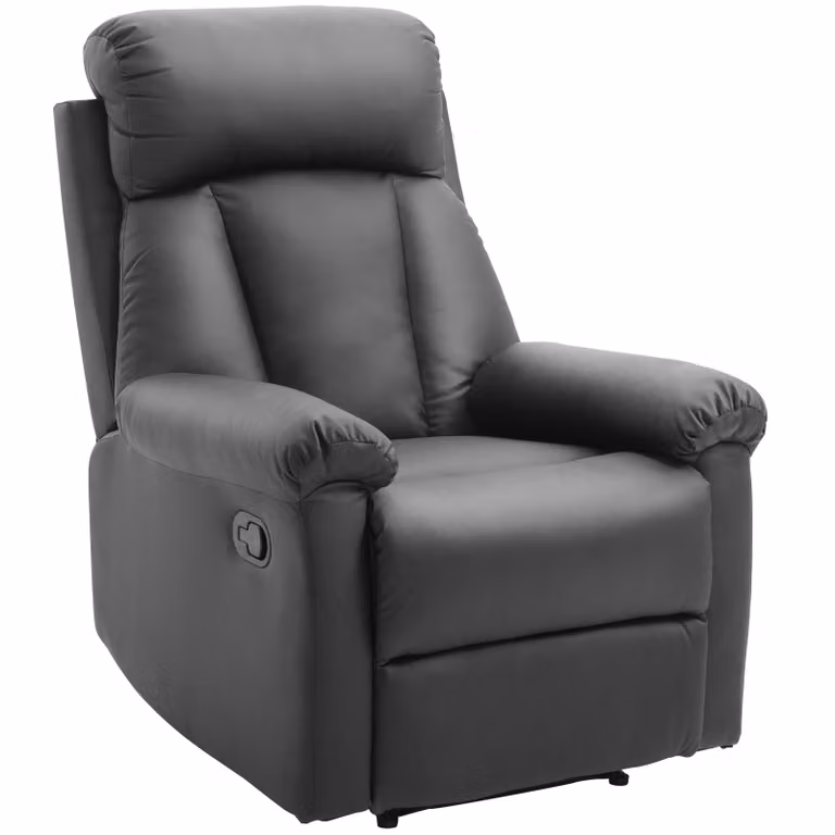 HOMCOM Relaxfauteuil met ligfunctie, handmatig verstelbare TV-fauteuil van kunstleer voor de woonkamer, zwart
