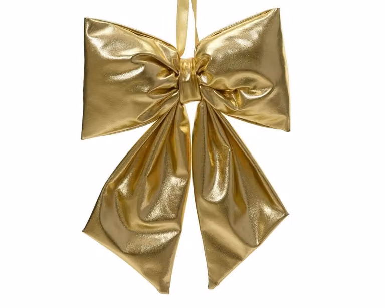 Gouden polyester strik voor kerstdecoratie, 21 cm