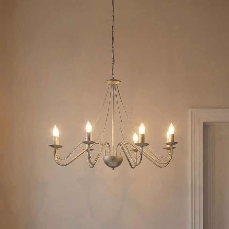 HELam Malbo Kroonluchter - Wit/Goud - 8 x E14 - Modern Design