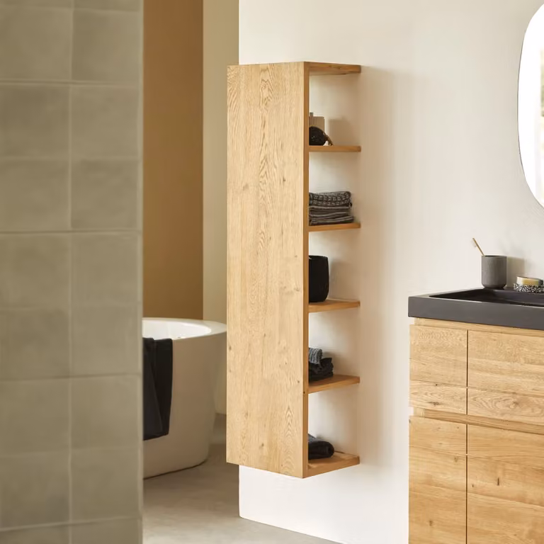 Tikamoon Easy Massief Eikenhouten Kolomkast - Naturel Oak - B/D/H: 30 x 35 x 137 cm
