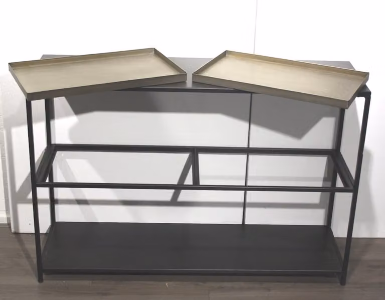 Meander Side table zwart metaal B/D/H: 120 x 36 x 80,5 cm