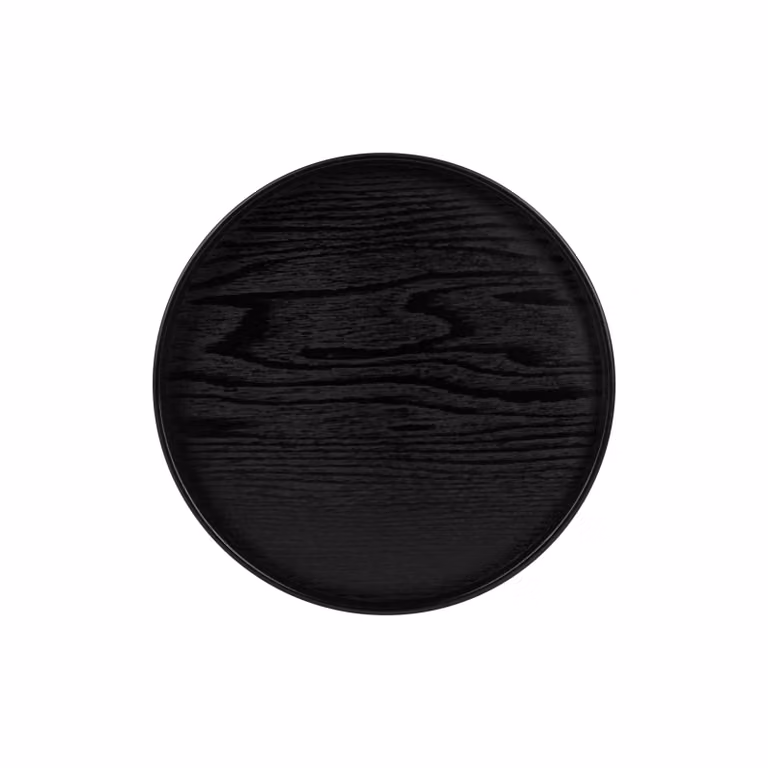QUVIO Houten dienblad rond - Zwart - Diameter: 27 cm