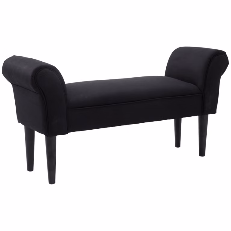 HOMCOM Zitbank en bedbank voor slaapkamer of hal, zwart, B: 120 cm, D: 60 cm, H: 78 cm