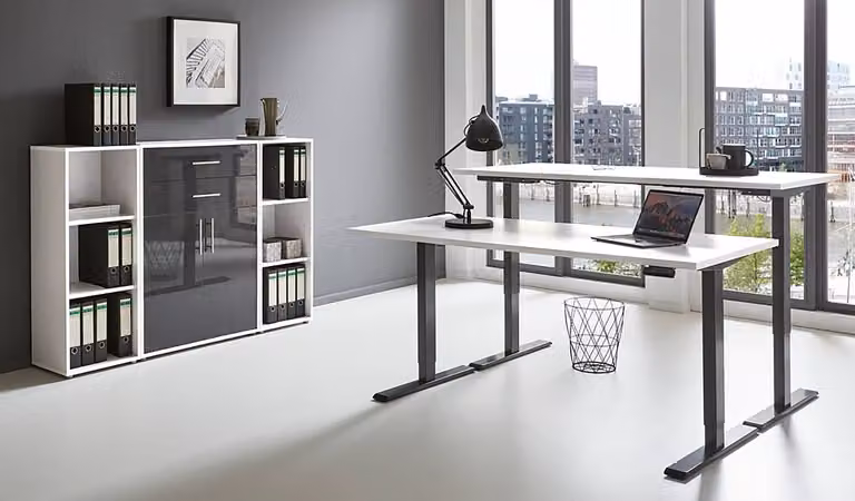 home24 Kantoorset 4-delig set A wit/antracietkleurig/wit B/D/H: 85 x 114 x 33 cm