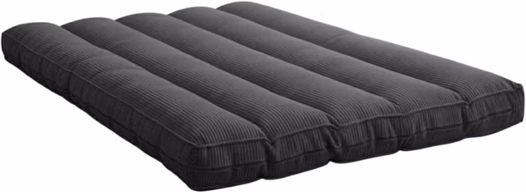 Bananair Futon matras voor volwassenen met afneembare hoes in ribfluweel, donkergrijs, 140 x 190 cm