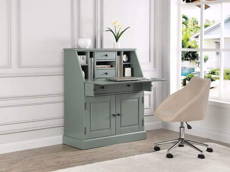 Bureaukast CLEORE Secretary Desk - Amandelgroen - Grenen en MDF