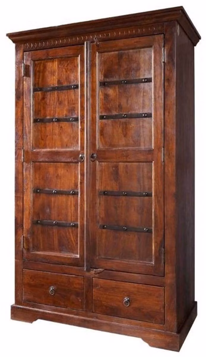 MASSIVMOEBEL24.DE OXFORD kledingkast van volledig massief acacia hout, donkerbruin, B: 108 cm, D: 64 cm, H: 180 cm
