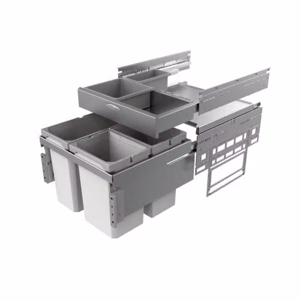 Naber Cox Base 1T 500-3 Vuilnisbak met basisplaat, lichtgrijs, Hoogte: 46 cm
