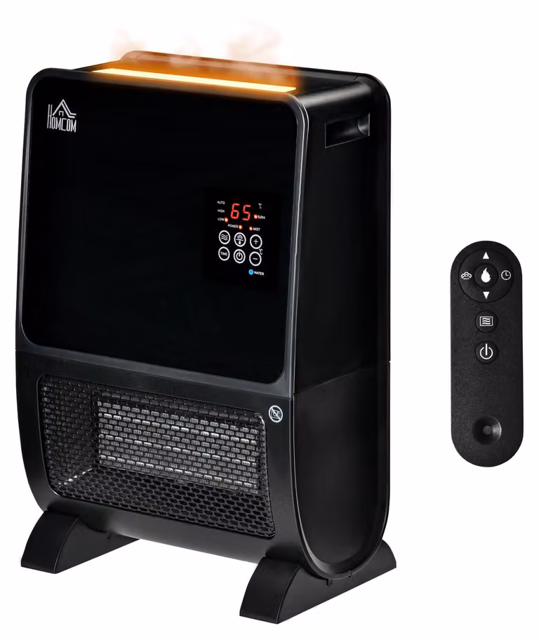 HOMCOM 2-in-1 kachel met LED-licht en 8-uurs timer, zwart