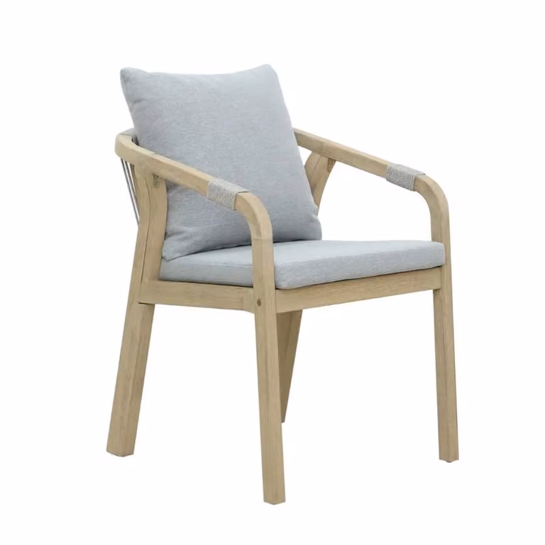 Alora dining tuinstoel met hardhout en touw in Light Grey