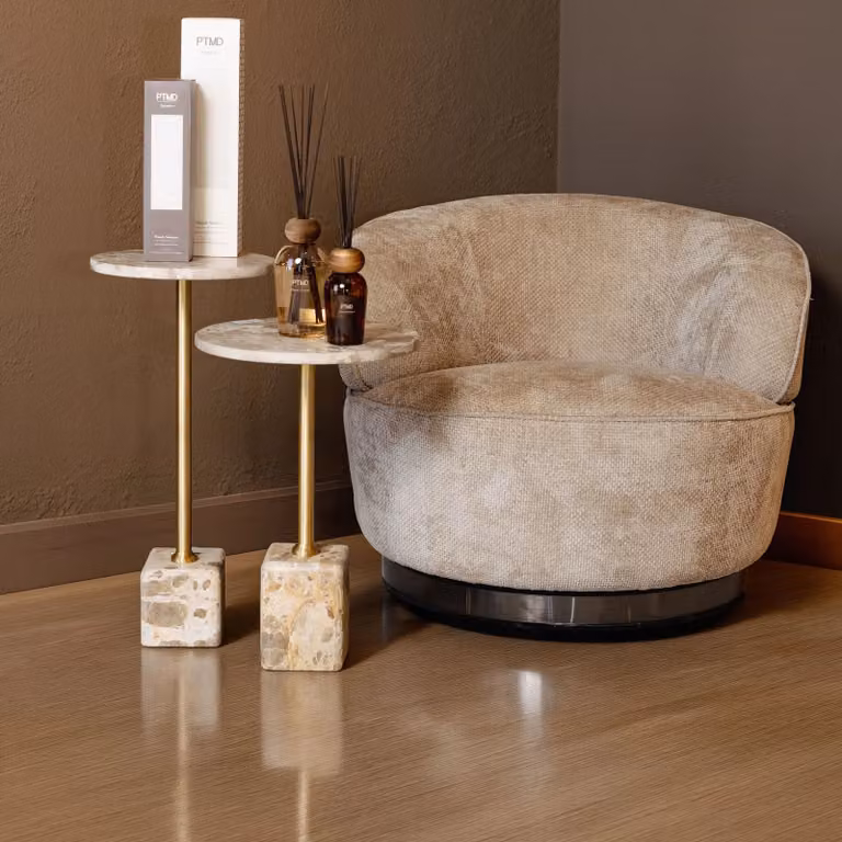 Eden Draaibare Fauteuil Filou Beige met 2 Bijzettafels Ebe