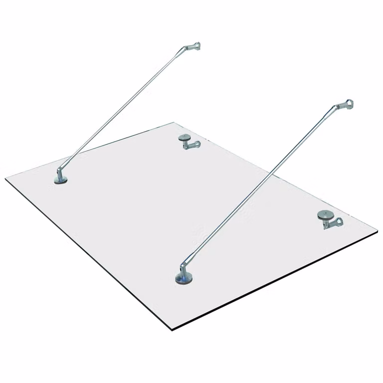 HOMCOM Glazen luifel van roestvrij staal en gehard glas, 150 x 90 cm