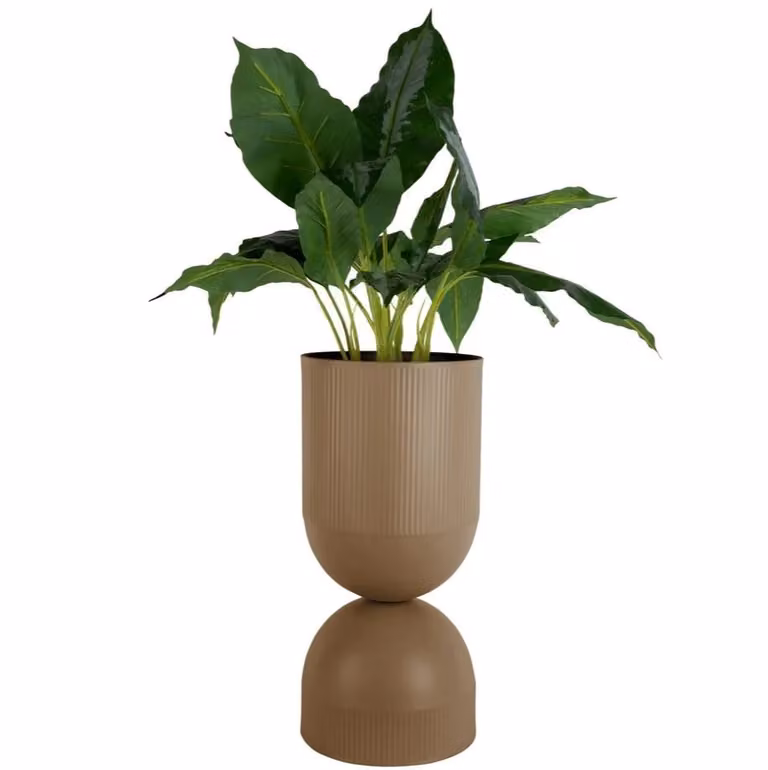 Present Time Moderne Ronde Metalen Plantenpot voor op tafel, Bruin, Diameter: 25,5 cm, Hoogte: 55,0 cm