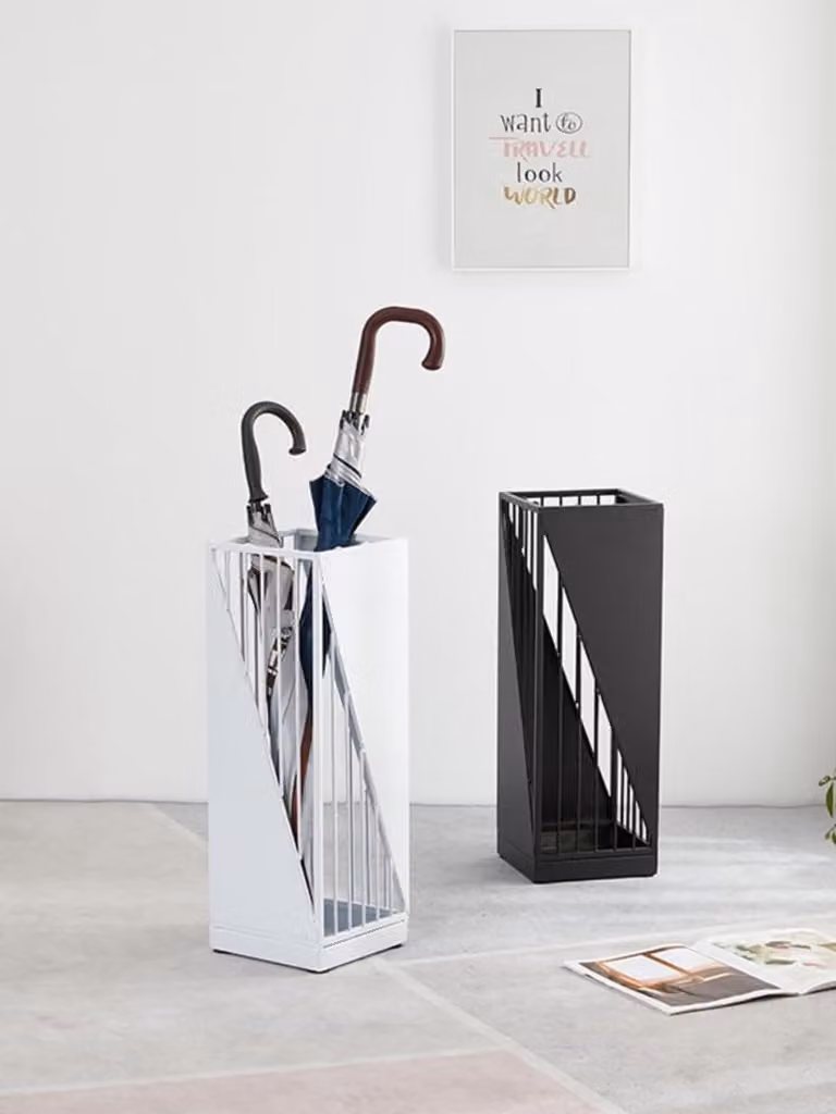 Wit roestbestendige metalen parapluhouder voor het organiseren van je entree, 20 x 20 x 58 cm