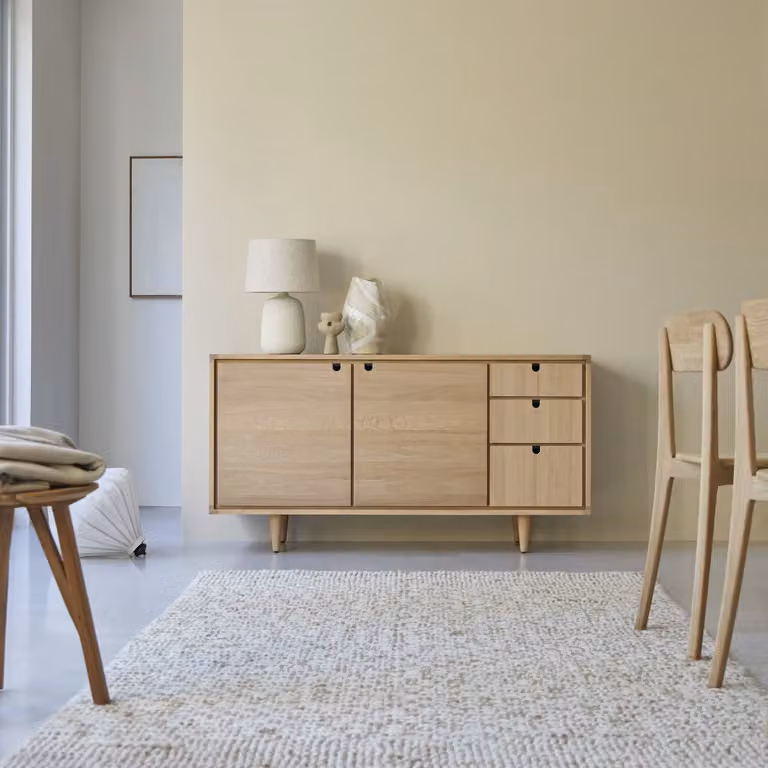 Tikamoon Jonak Massief Eikenhouten Buffet - Bruin - Breedte: 145 cm
