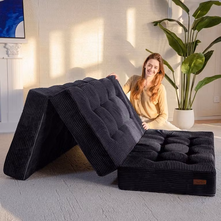 Opvouwbaar Tweepersoons Matras Futon Gastenbed met Verdikt Schuim 135 x 190 cm
