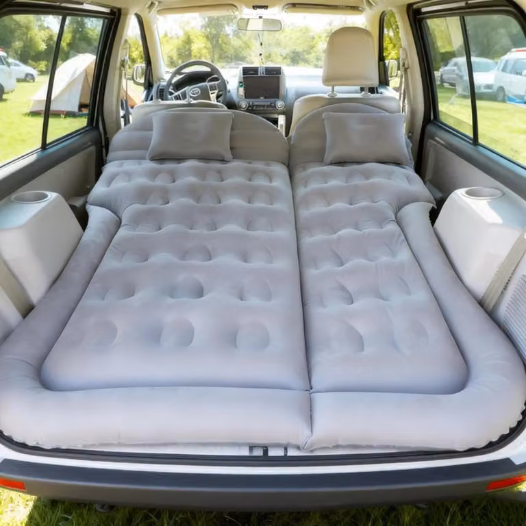 SVN Auto Matras Lichtgrijs - Opblaasbaar Luchtbed voor de Auto inclusief Pomp - B/D/H: 170 x 130 x 15 cm