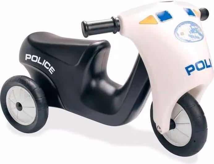 Dantoy Politie Scooter met rubberwielen, zwart en wit, geschikt voor kinderen vanaf 24 maanden