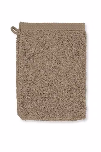 Tiseco Home Studio Washand DELUX Set van 10 - Donker taupe - 100% katoen - 15 x 21 cm