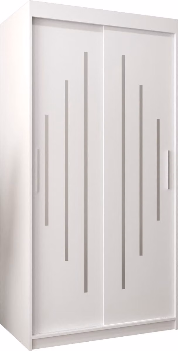 InspireMe Kledingkast Maltese met 2 schuifdeuren en planken, Wit Mat, B/D/H: 100 x 62 x 200 cm