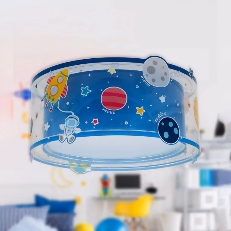 Dalber Planets Plafondlamp Blauw, Dimbaar, Kunststof, Modern Design voor de Kinderkamer
