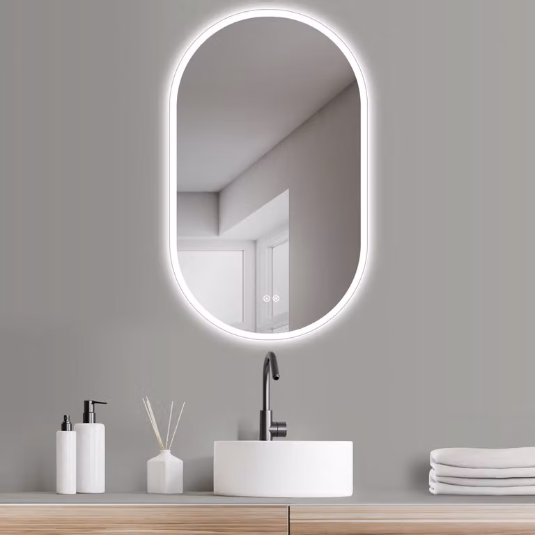 PonteSino Badkamerspiegel Ovaal Messina met Directe LED-verlichting en Anti-condens, B/D/H: 50 x 90 cm