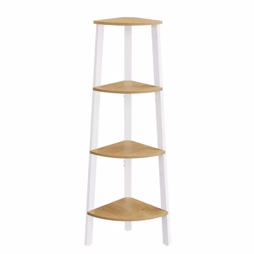 VASAGLE hoekplank met 4 verstelbare planken, vrijstaand, Hoogte: 124,5 cm