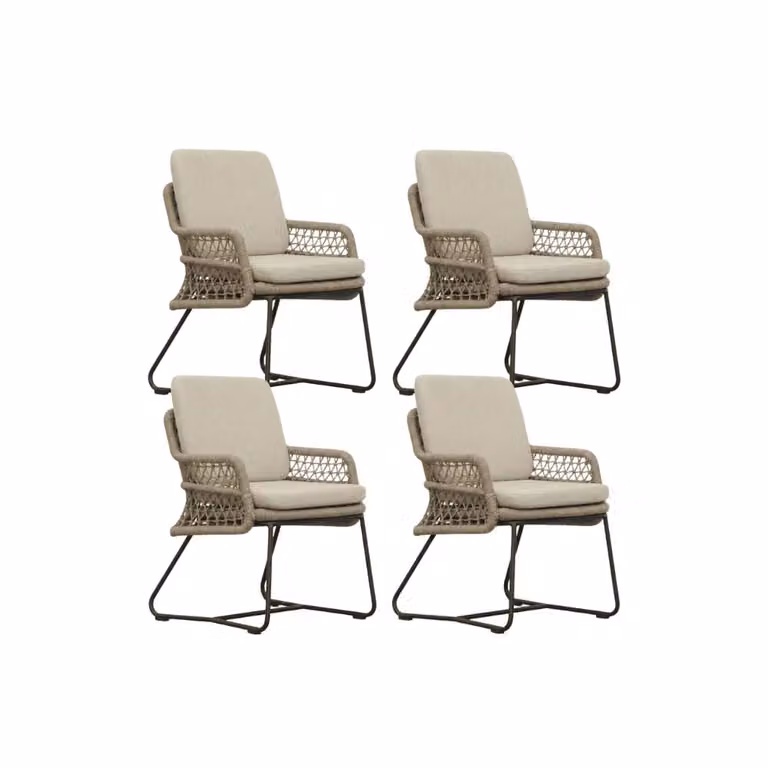 Gianna dining tuinstoel set van 4 met touw en aluminium in Sahara Dust