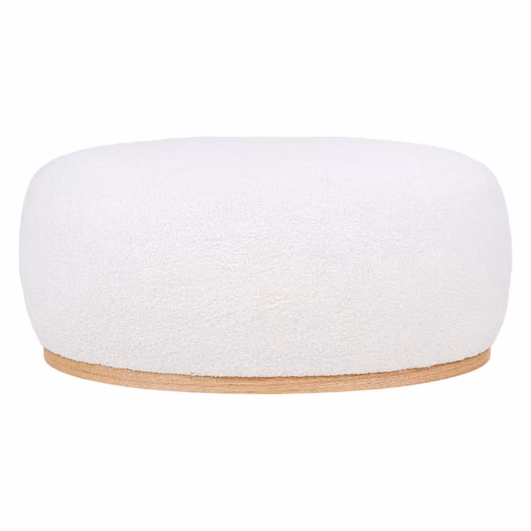 Nest of Nora Poef bouclé voetenbank hocker wit B/D/H: 88.5 x 54.5 x 36 cm
