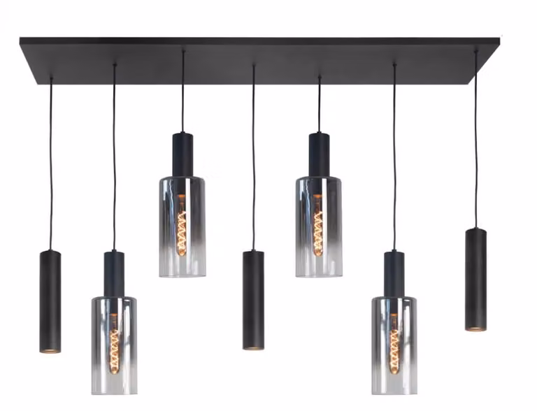 Highlight Perugia Hanglamp zwart met glas - L 130 cm
