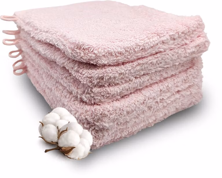Miss Towels Set van 6 washandjes van 100% katoen - Roze - 15 x 21 cm