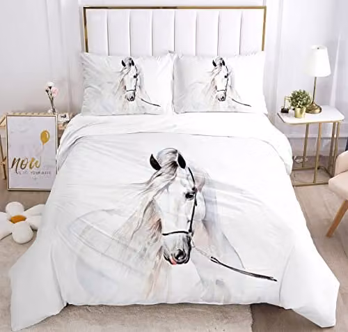 JEFFEL Beddengoedset voor kinderen met paardenmotief, microvezel, 220 x 240 cm (Paard 1)