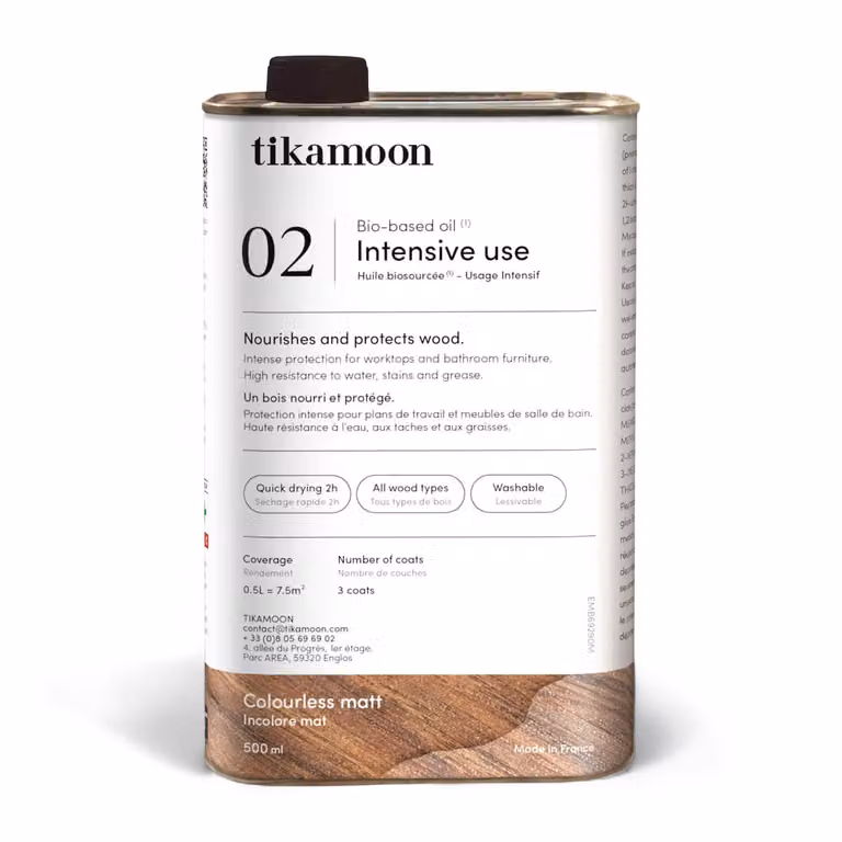 Tikamoon Biogebaseerde olie voor intensief gebruik, natural, 0,5 l