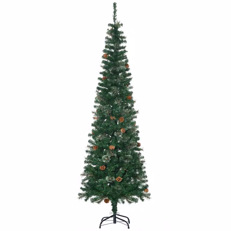 HOMCOM Kunstkerstboom met dennentakken en appels, groen, H 195 cm x B 54 cm
