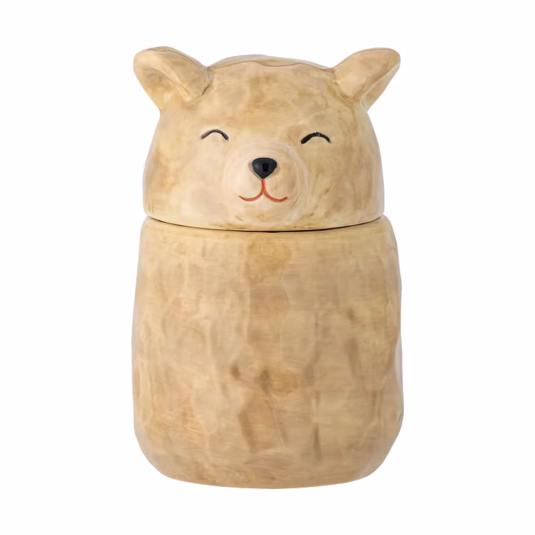 Bloomingville Puk pot met deksel Bruin Ø7 cm