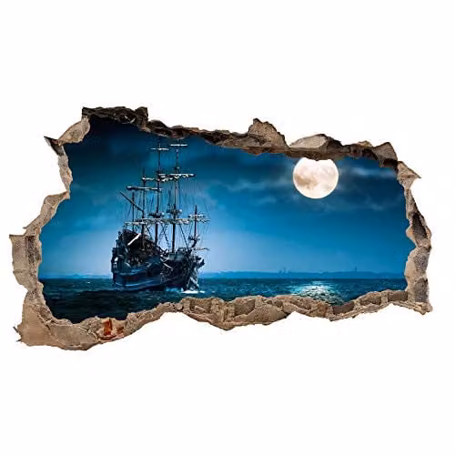 Finest Folia 3D Muursticker Piratenschip Landschap B: 100 cm, H: 60 cm
