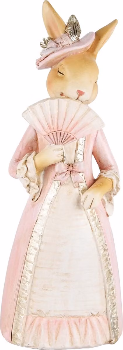 Dekoratief Bunny met waaier, naturel/roze, resina, H x B x D: 20 x 8 x 6 cm
