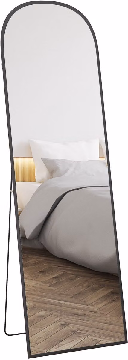 Moderne staande spiegel in het zwart, B: 50 cm, D: 5 cm, H: 161,5 cm
