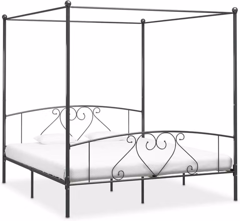 Modern metalen hemelbed frame voor volwassenen, 200 x 200 cm