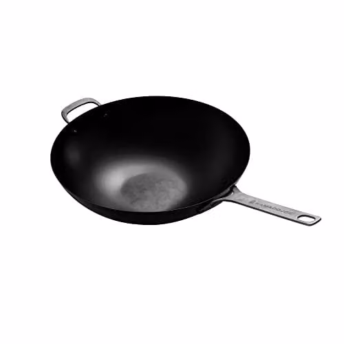 Kamado Joe Karbon Steel Wok van koolstofstaal met antiaanbaklaag voor Classic Joe en Big Joe Grills, zwart