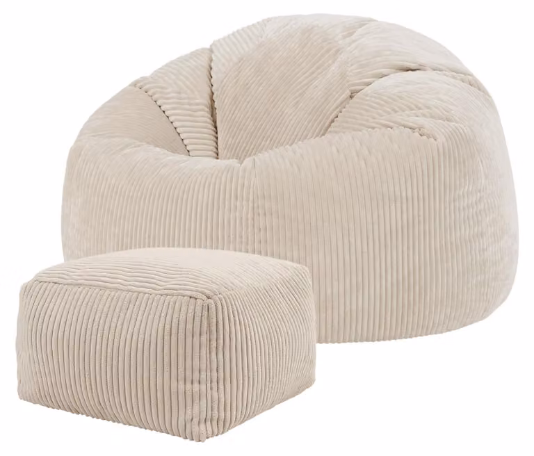 Icon Kingston Zitzak en hocker met vulling beige corduroy